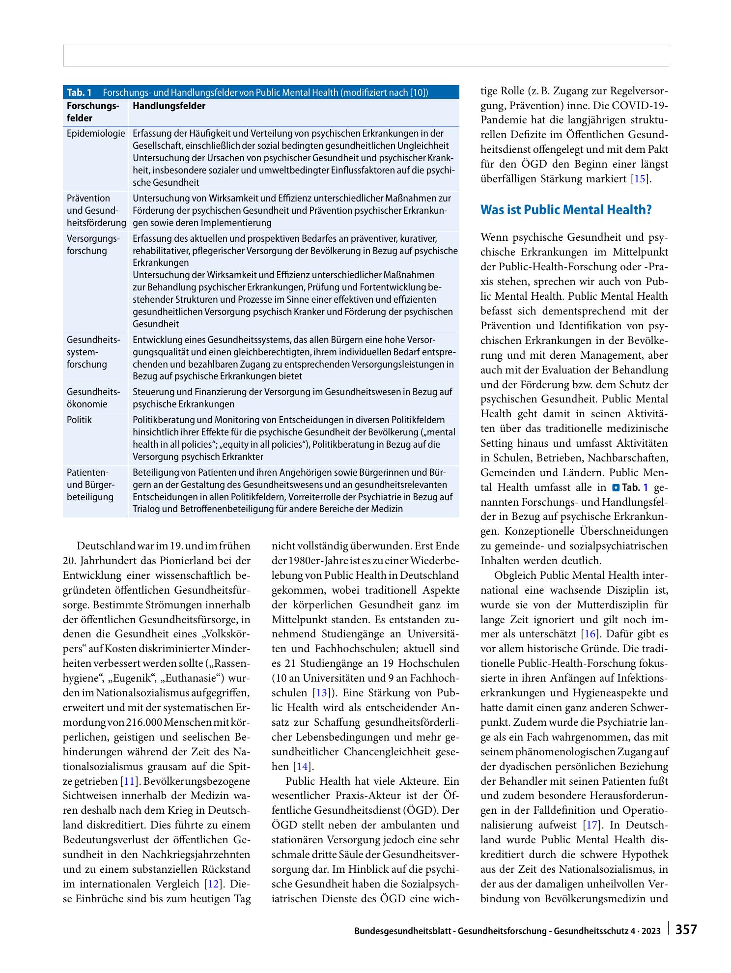 Vorschauseite 2: Public Mental Health: Kernstück oder Stiefkind von Public Health?