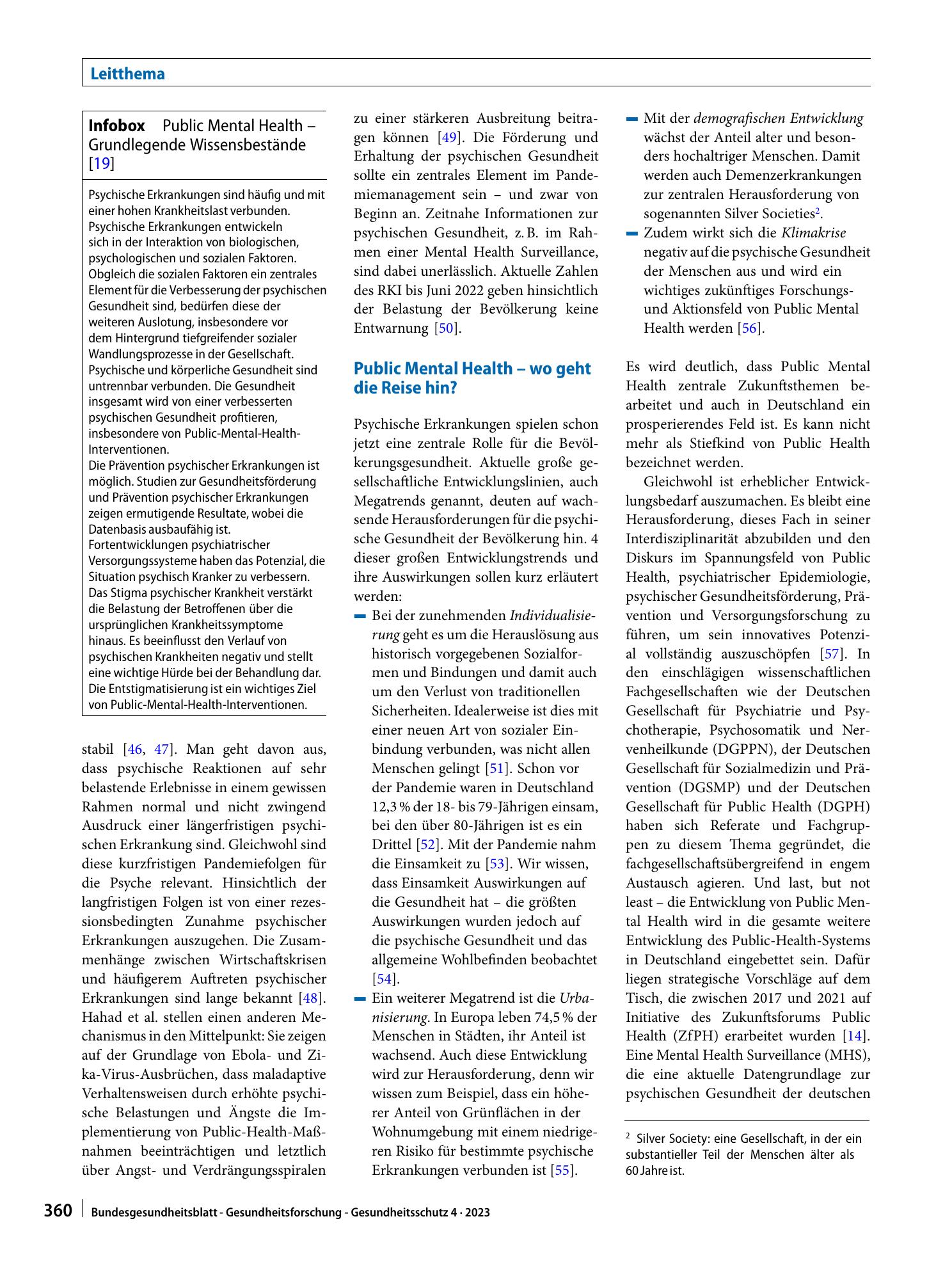 Vorschauseite 5: Public Mental Health: Kernstück oder Stiefkind von Public Health?
