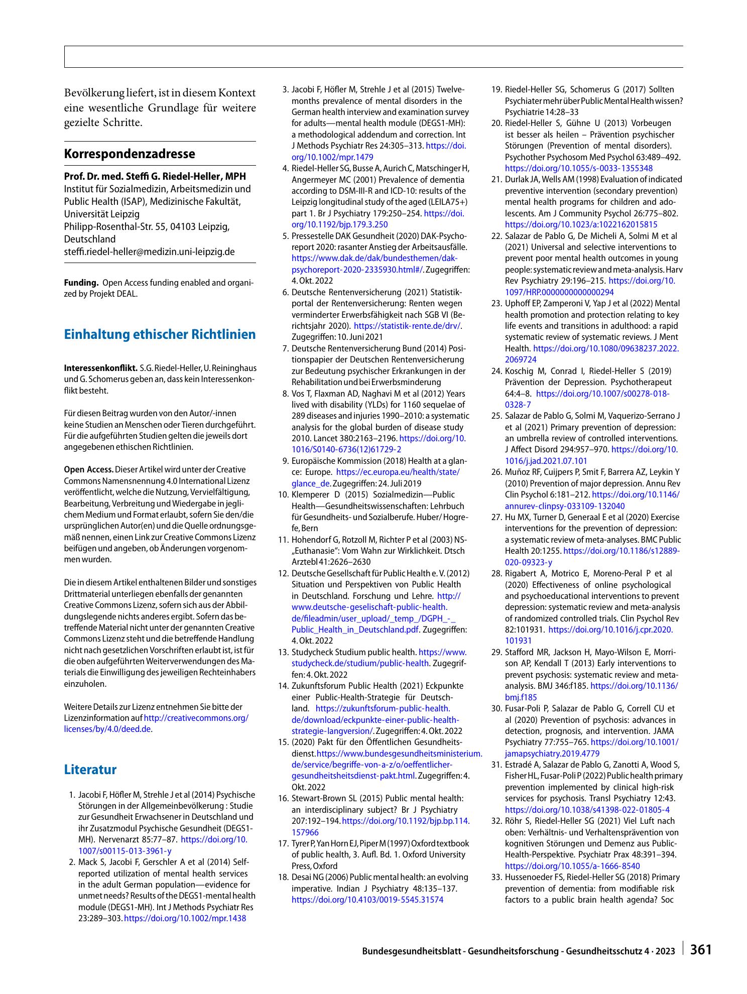 Vorschauseite 6: Public Mental Health: Kernstück oder Stiefkind von Public Health?