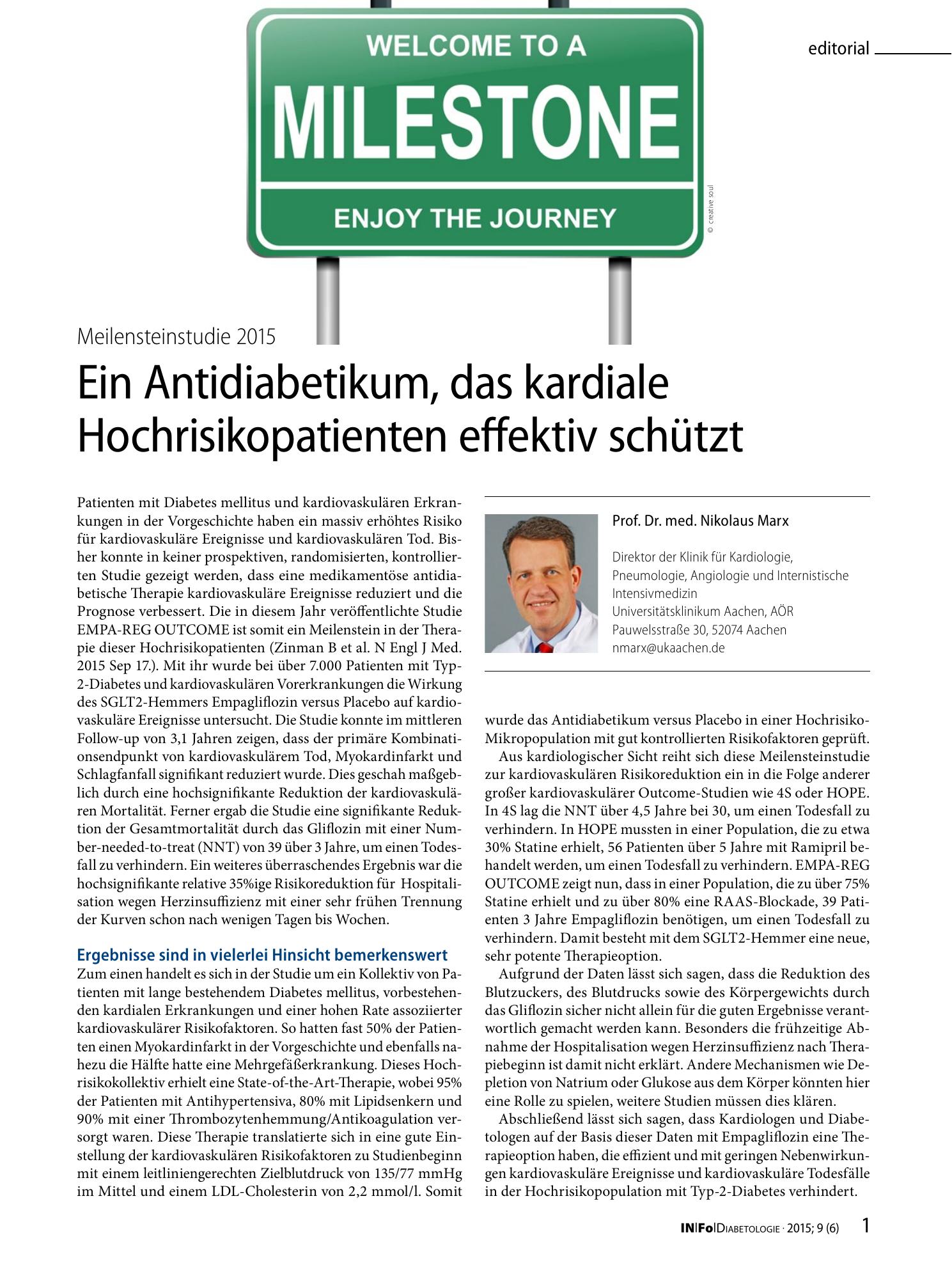 Vorschauseite 1: Ein Antidiabetikum, das kardiale Hochrisikopatienten effektiv schützt