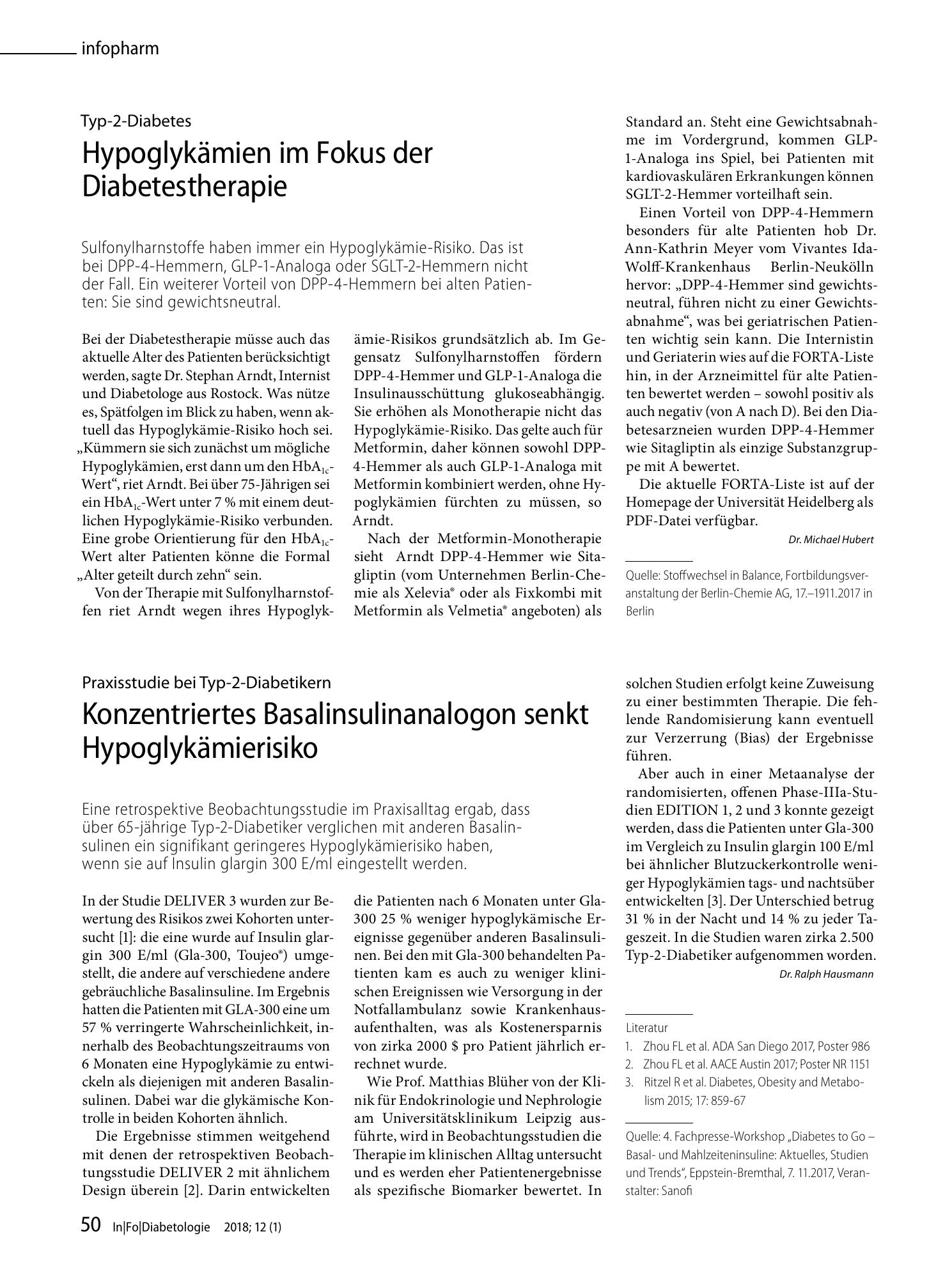 Vorschauseite 1: Hypoglykämien im Fokus der Diabetestherapie