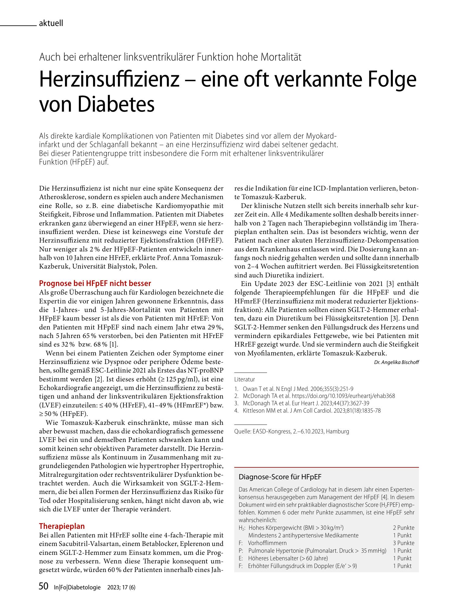 Vorschauseite 1: Herzinsuffizienz - eine oft verkannte Folge von Diabetes
