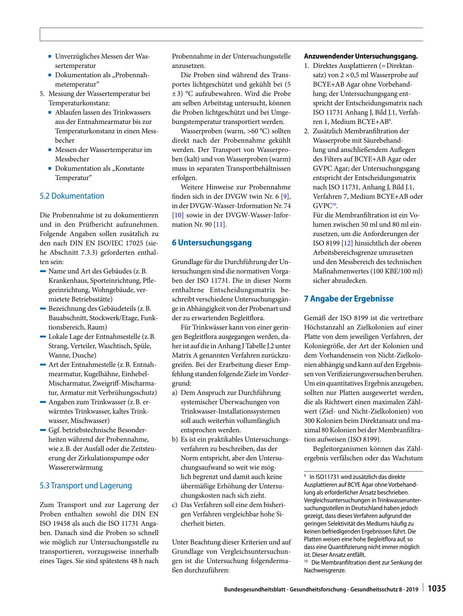 Vorschauseite 4: Systemische Untersuchungen von Trinkwasser-Installationen auf Legionellen nach Trinkwasserverordnung – Probennahme, Untersuchungsgang und Angabe des Ergebnisses