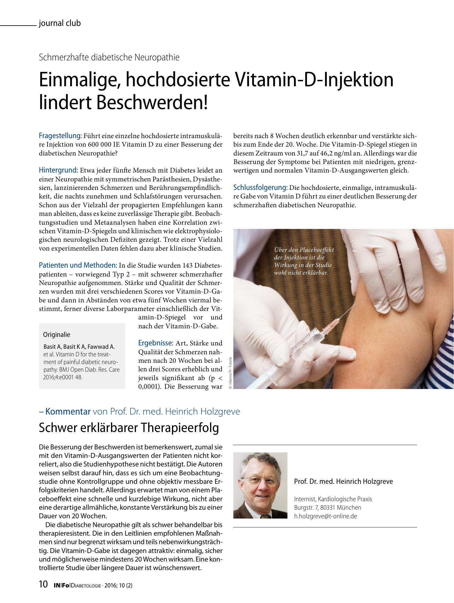 Vorschauseite 1: Einmalige, hochdosierte Vitamin-D-Injektion lindert Beschwerden!
