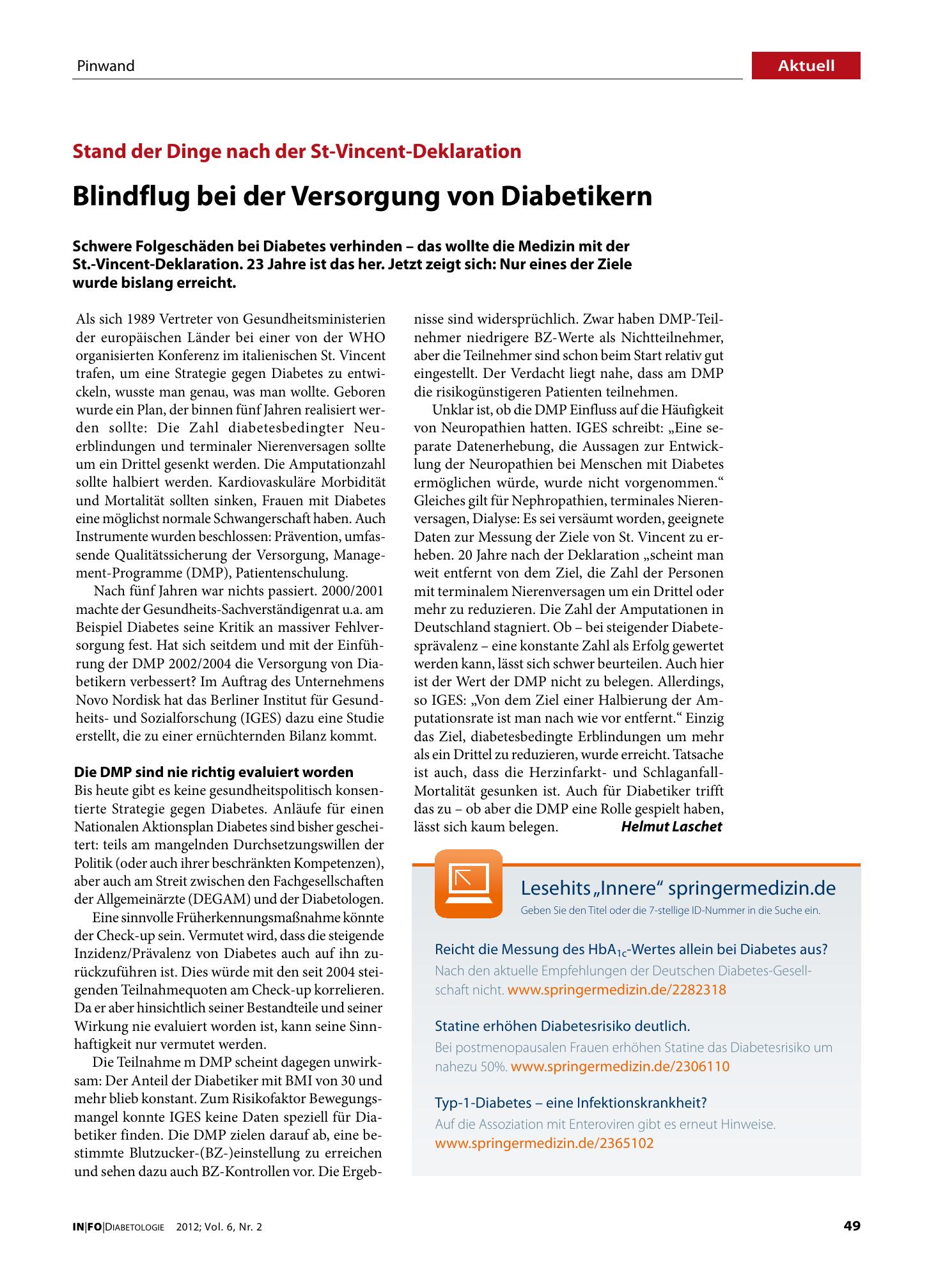 Vorschauseite 1: Blindflug bei der Versorgung von Diabetikern
