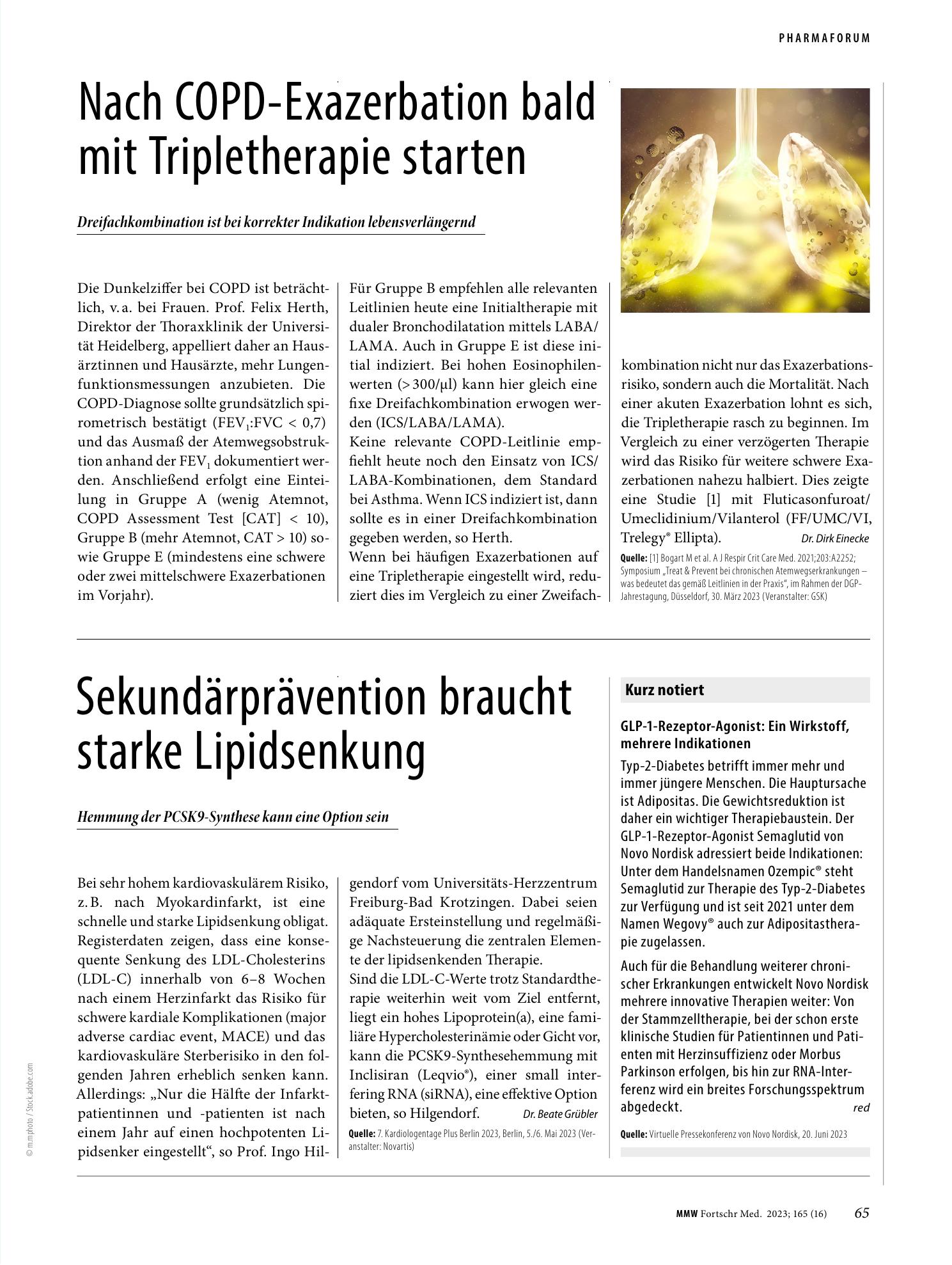 Vorschauseite 1: Nach COPD-Exazerbation bald mit Tripletherapie starten