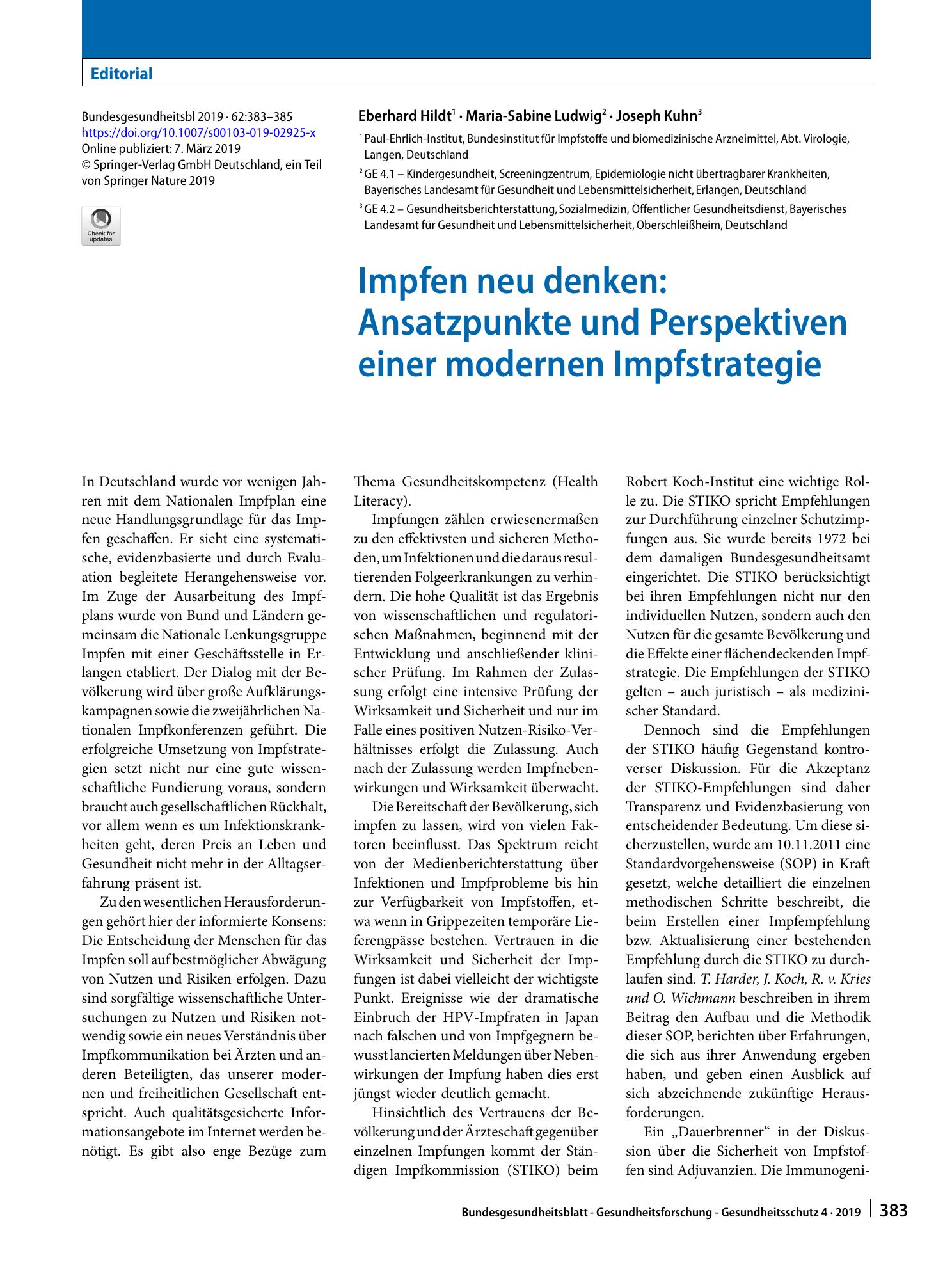 Vorschauseite 1: Impfen neu denken: Ansatzpunkte und Perspektiven einer modernen Impfstrategie
