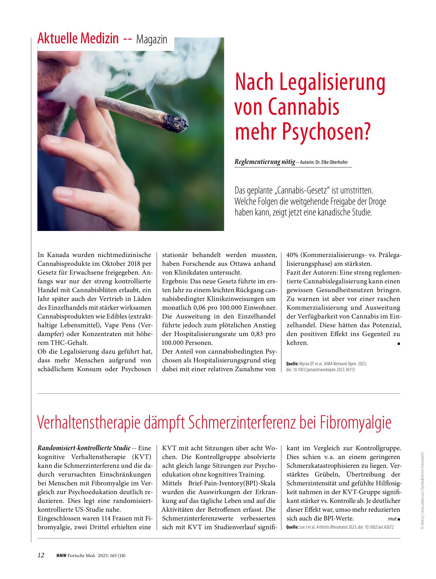Vorschauseite 1: Verhaltenstherapie dämpft Schmerzinterferenz bei Fibromyalgie