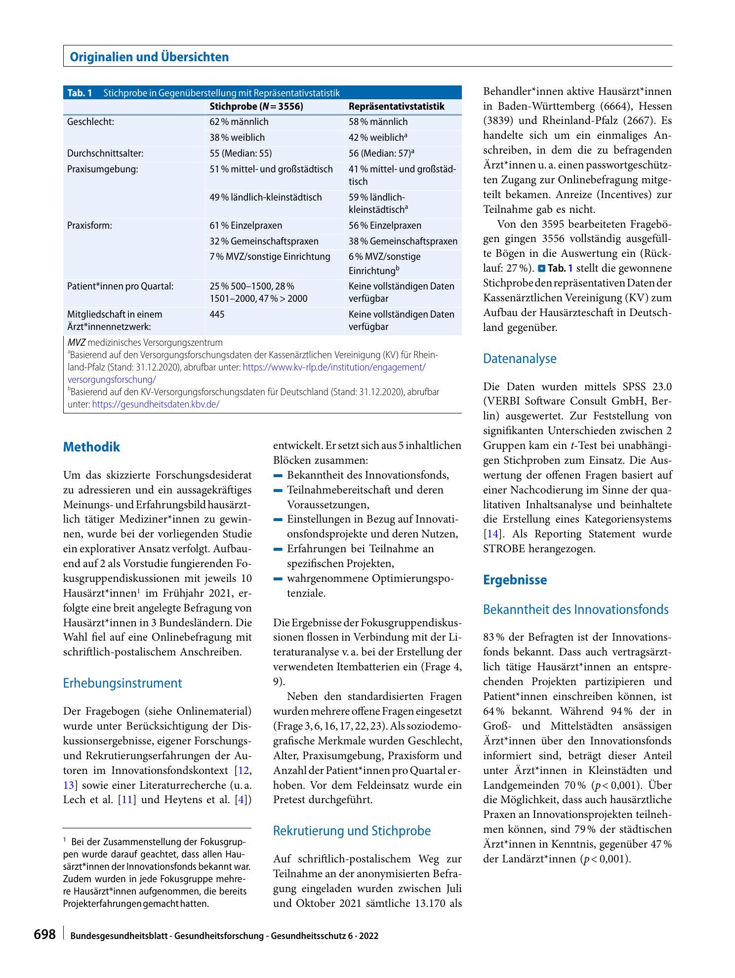 Vorschauseite 2: Innovationsfonds und Primärversorgung – Welche Erwartungen und Erfahrungen vertreten Hausärzt*innen in Bezug auf die Teilnahme an innovativen Versorgungsmodellen?