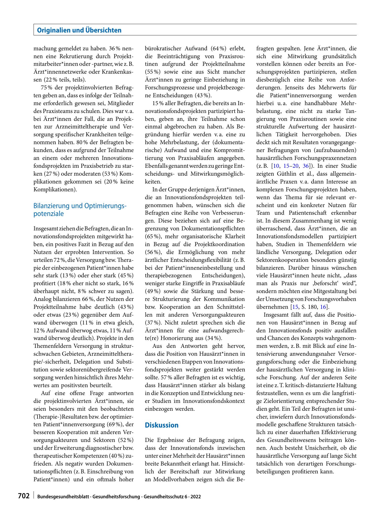 Vorschauseite 6: Innovationsfonds und Primärversorgung – Welche Erwartungen und Erfahrungen vertreten Hausärzt*innen in Bezug auf die Teilnahme an innovativen Versorgungsmodellen?
