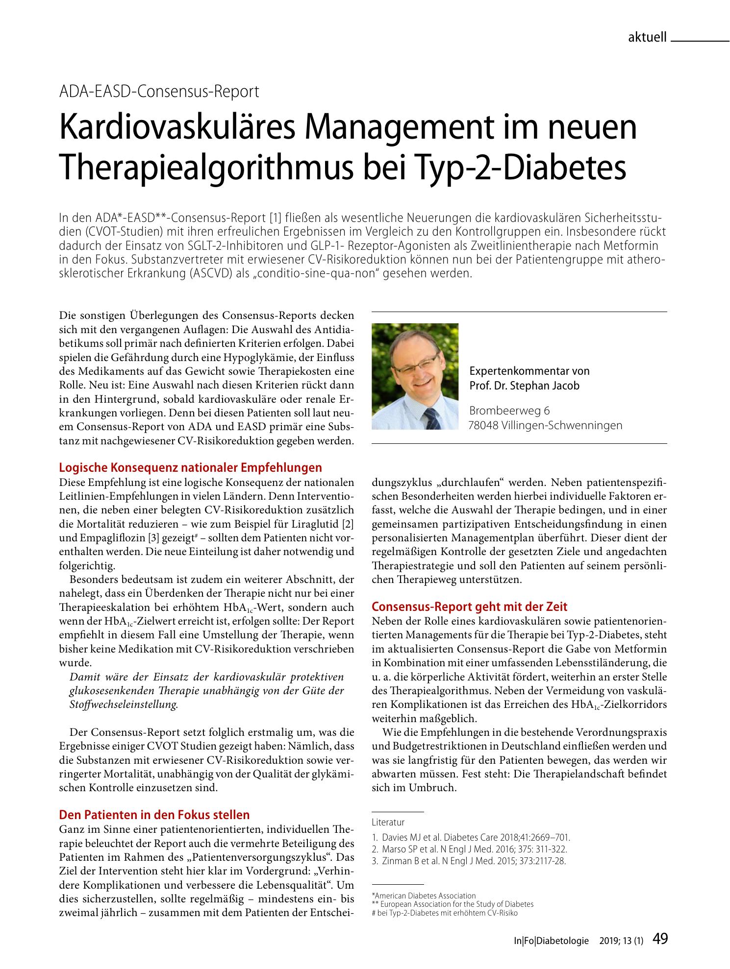 Vorschauseite 1: Kardiovaskuläres Management im neuen Therapiealgorithmus bei Typ-2-Diabetes