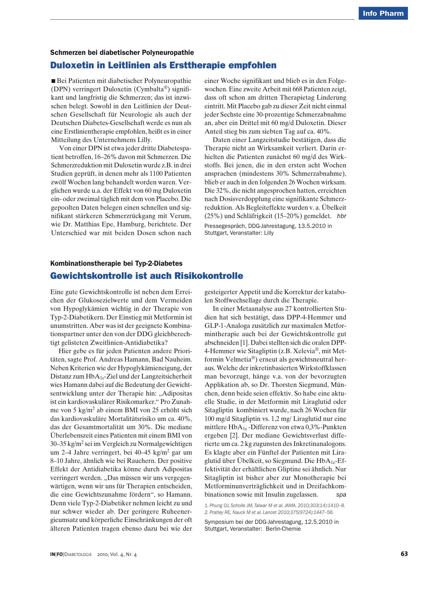Vorschauseite 1: Duloxetin in Leitlinien als Ersttherapie empfohlen
