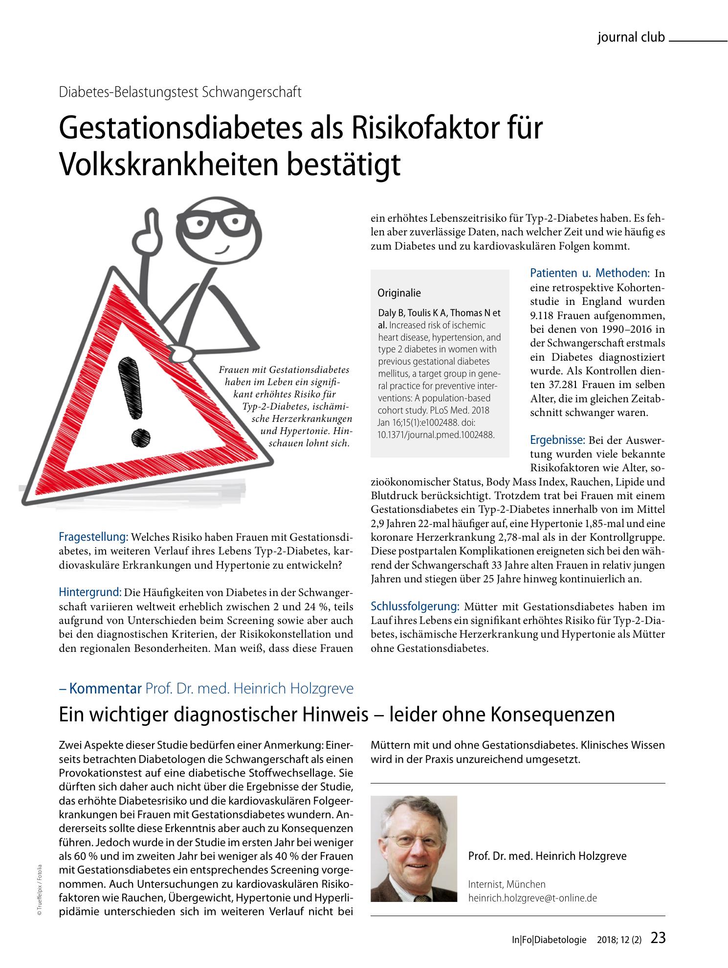 Vorschauseite 1: Gestationsdiabetes als Risikofaktor für Volkskrankheiten bestätigt
