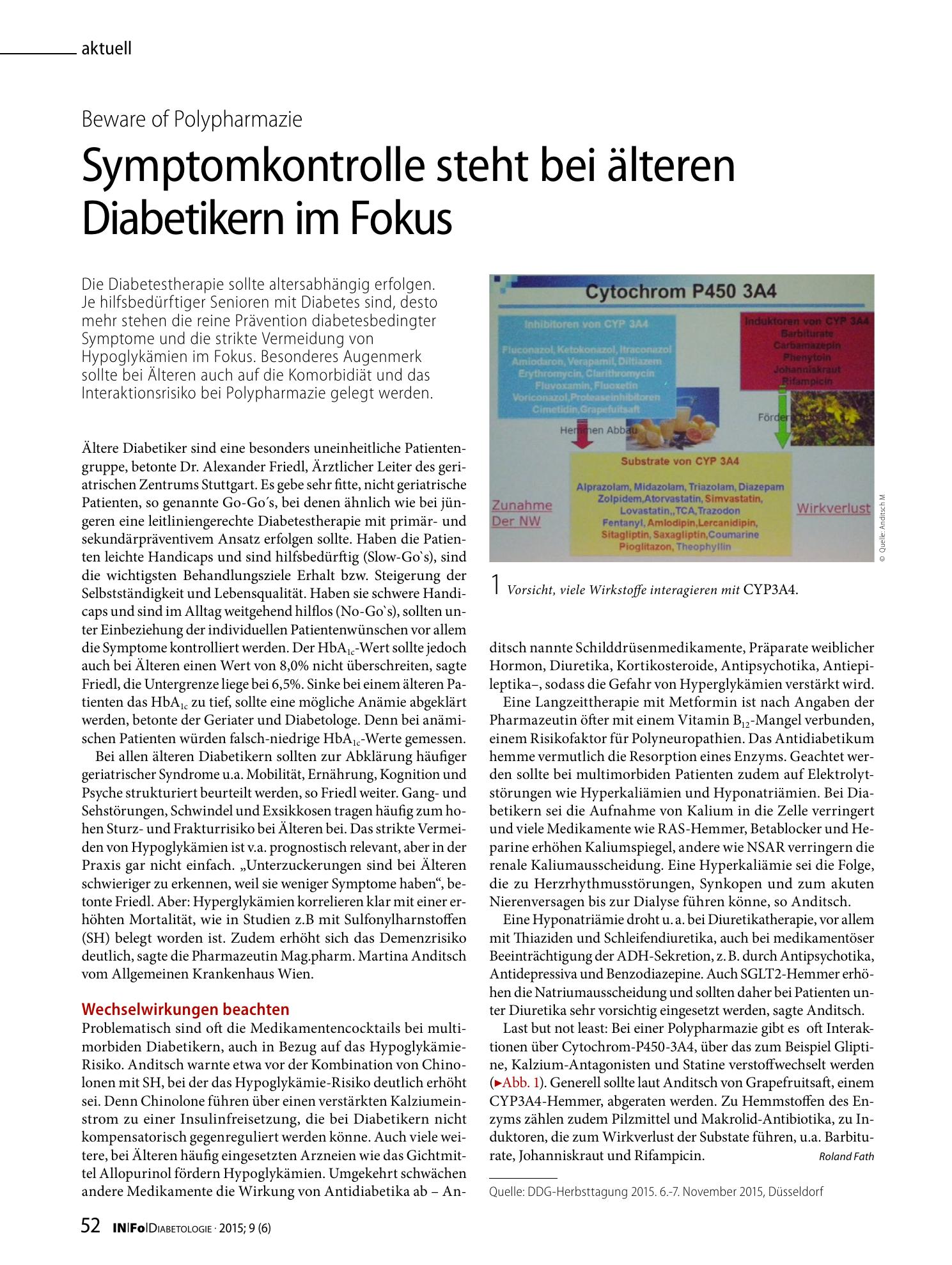 Vorschauseite 1: Symptomkontrolle steht bei älteren Diabetikern im Fokus