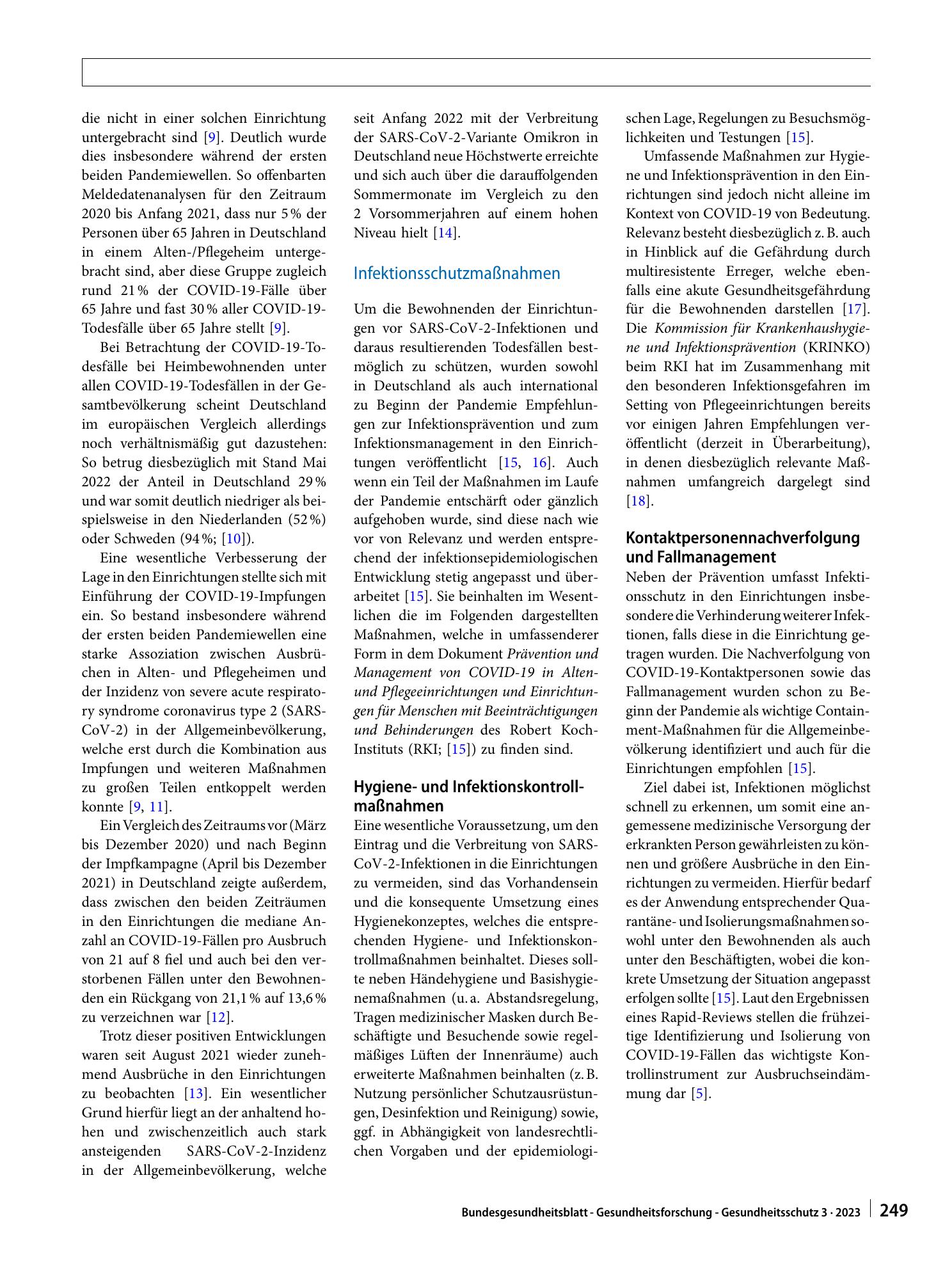 Vorschauseite 2: Alten- und Pflegeheime – die COVID-19-Pandemie als Mahnung: Infektionshygienische Maßnahmen und Einflussfaktoren auf die Gesundheit der Bewohnenden