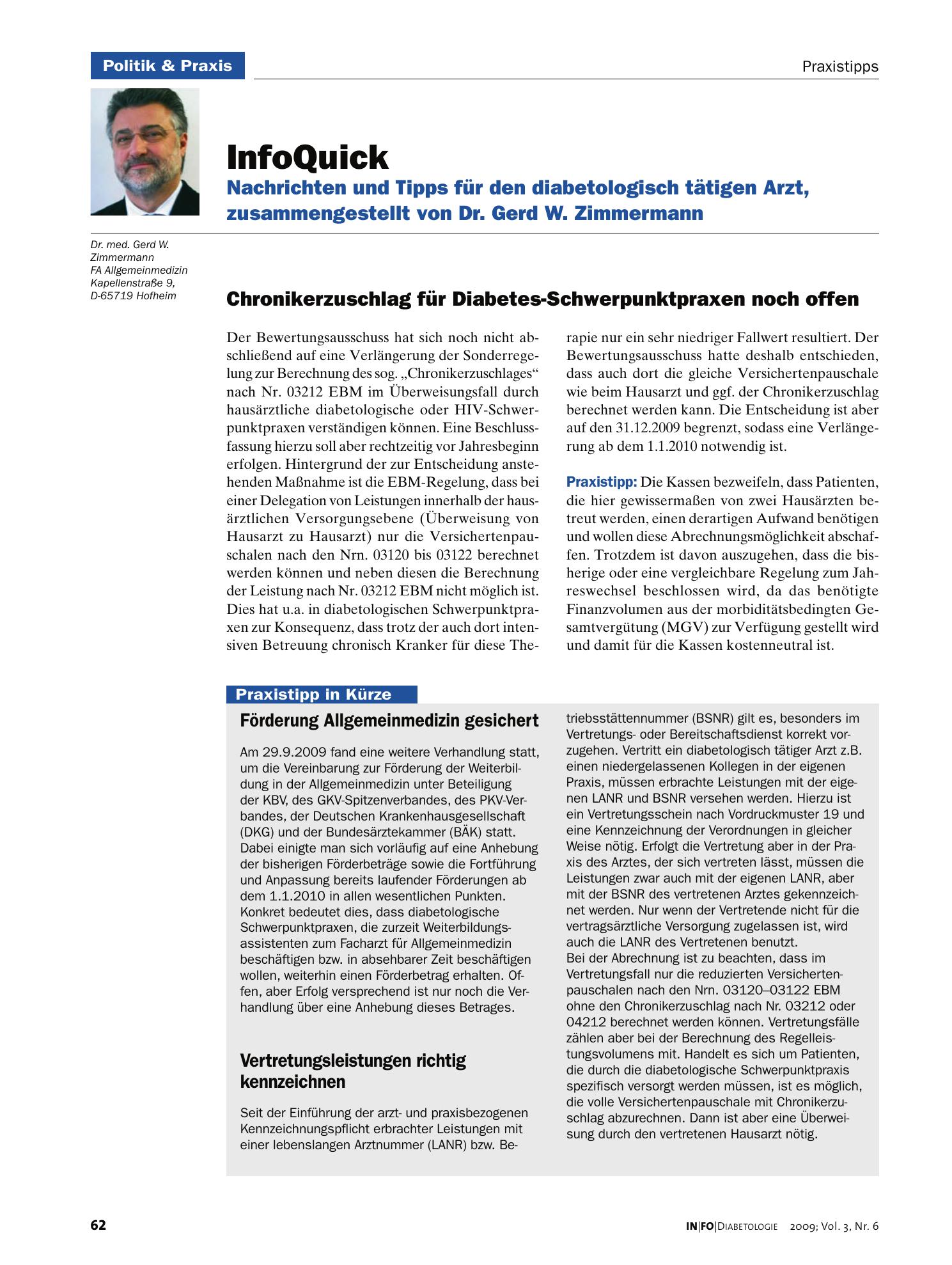 Vorschauseite 1: Förderung Allgemeinmedizin gesichert