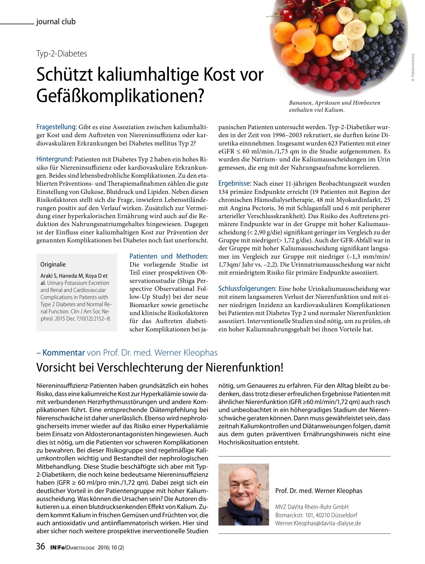 Vorschauseite 1: Schützt kaliumhaltige Kost vor Gefäßkomplikationen?