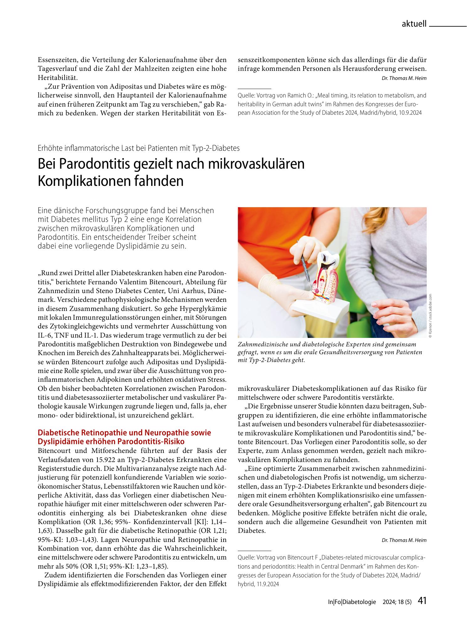 Vorschauseite 1: Bei Parodontitis gezielt nach mikrovaskulären Komplikationen fahnden