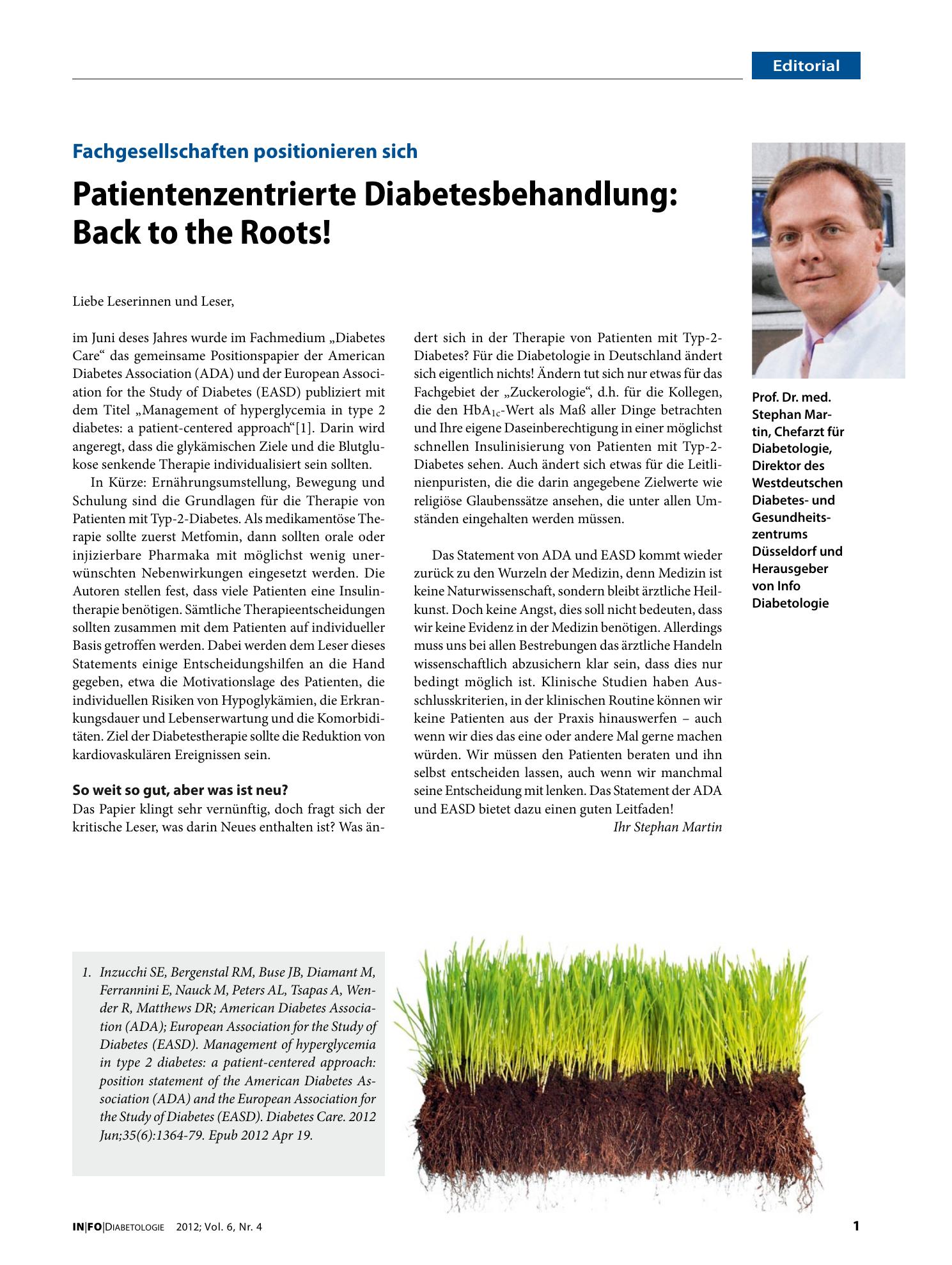 Vorschauseite 1: Patientenzentrierte Diabetesbehandlung: Back to the Roots!