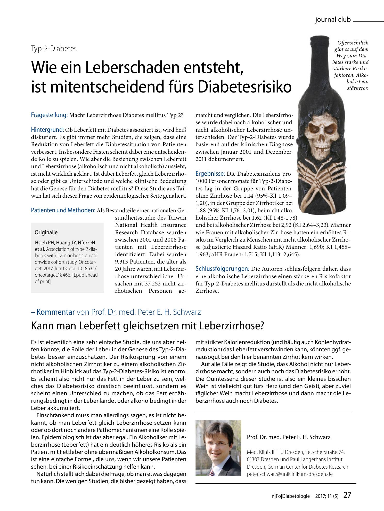 Vorschauseite 1: Wie ein Leberschaden entsteht, ist mitentscheidend fürs Diabetesrisiko