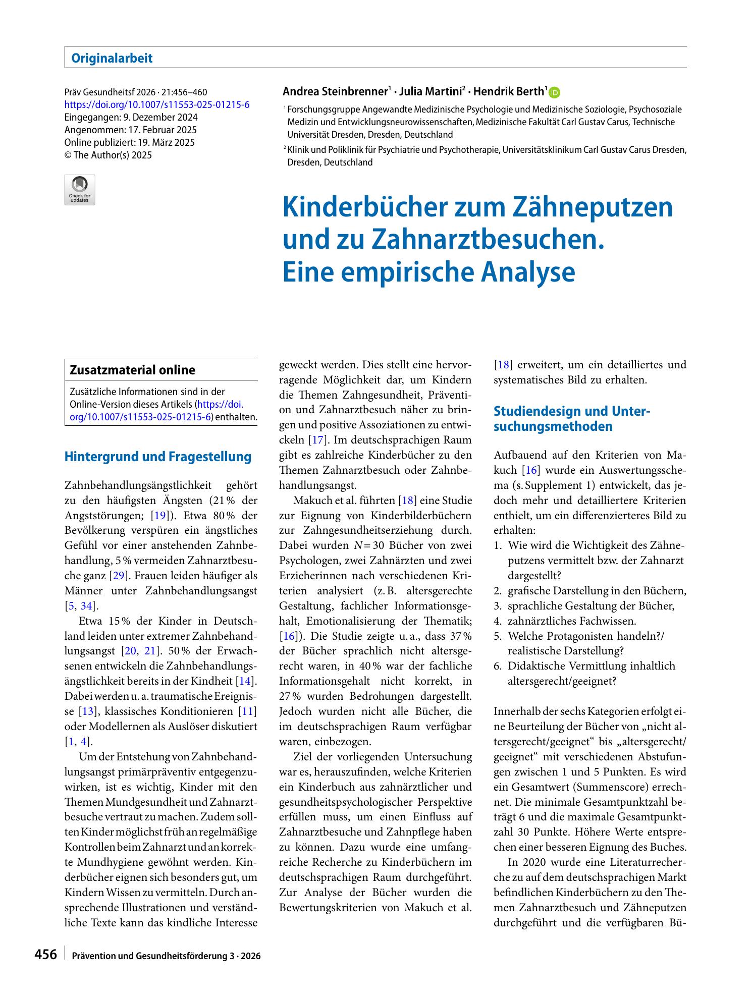 Vorschauseite 1: Kinderbücher zum Zähneputzen und zu Zahnarztbesuchen. Eine empirische Analyse