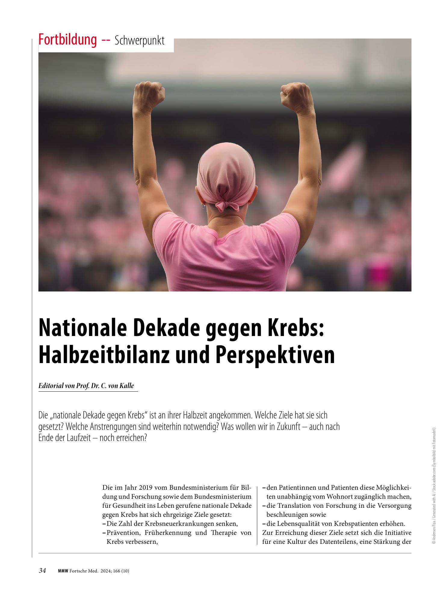 Vorschauseite 1: Nationale Dekade gegen Krebs: Halbzeitbilanz und Perspektiven