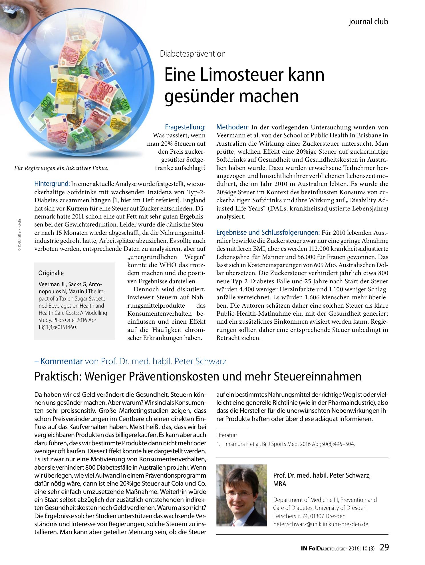 Vorschauseite 1: Eine Limosteuer kann gesünder machen