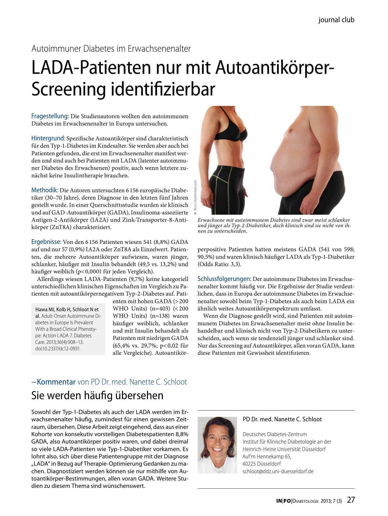 Vorschauseite 1: LADA-Patienten nur mit Autoantikörper-Screening identifizierbar