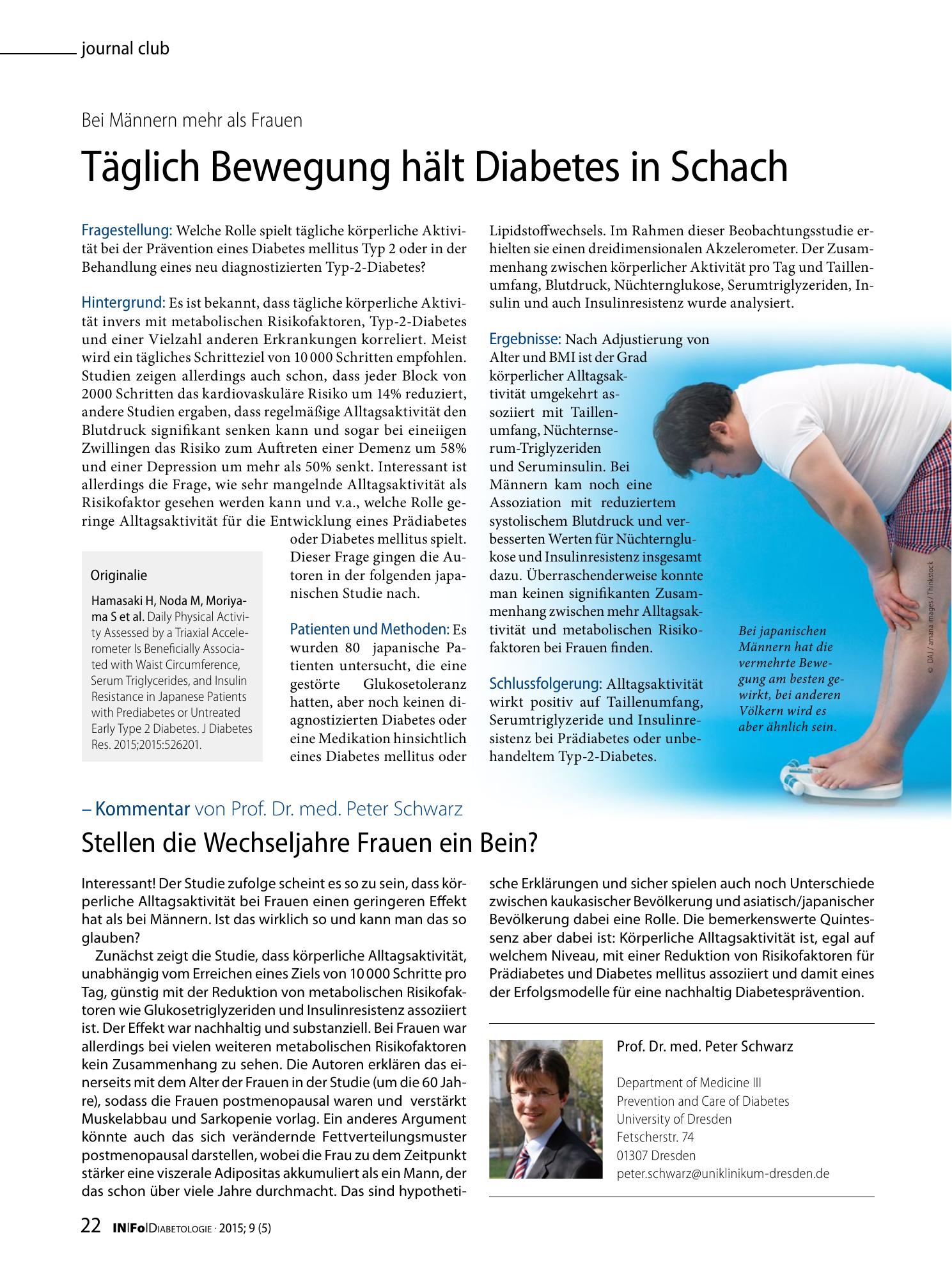 Vorschauseite 1: Täglich Bewegung hält Diabetes in Schach