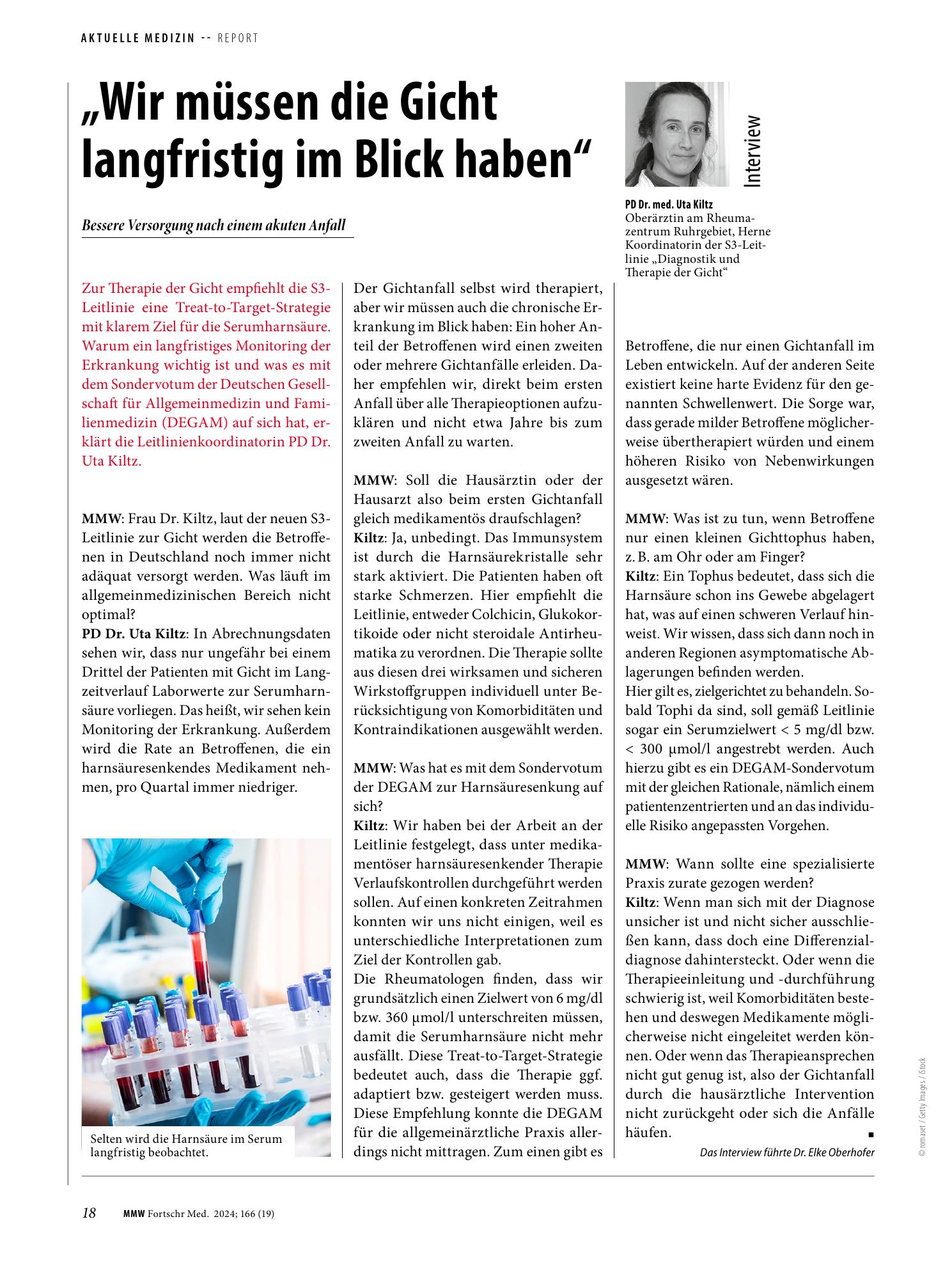 Vorschauseite 1: „Wir müssen die Gicht langfristig im Blick haben“