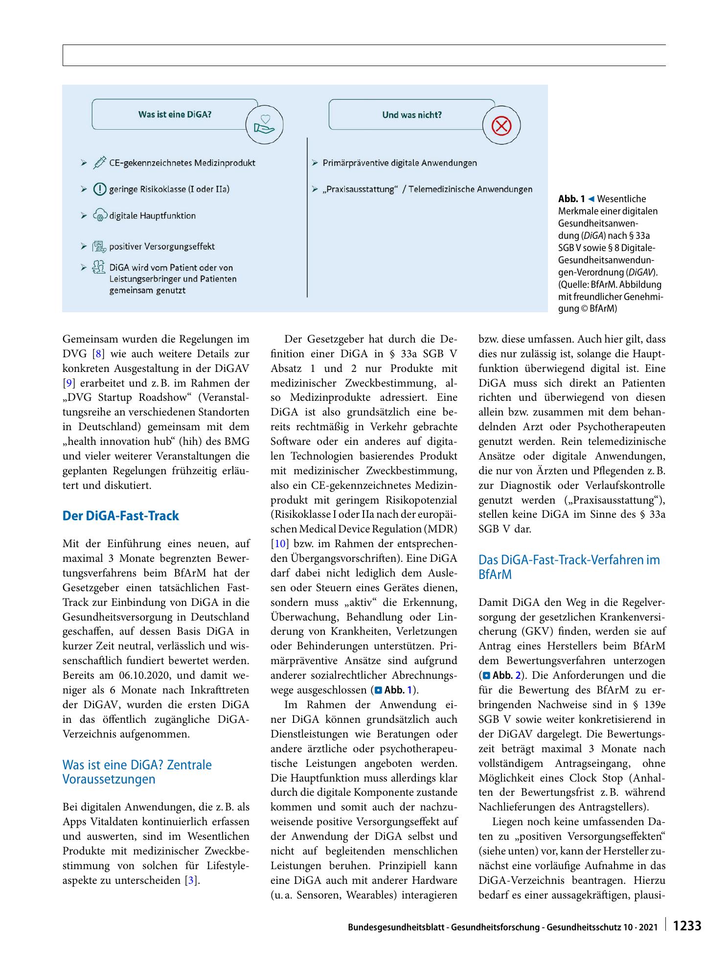 Vorschauseite 2: Digitale Gesundheitsanwendungen (DiGA): Bewertung der Erstattungsfähigkeit mittels DiGA-Fast-Track-Verfahrens im Bundesinstitut für Arzneimittel und Medizinprodukte (BfArM)