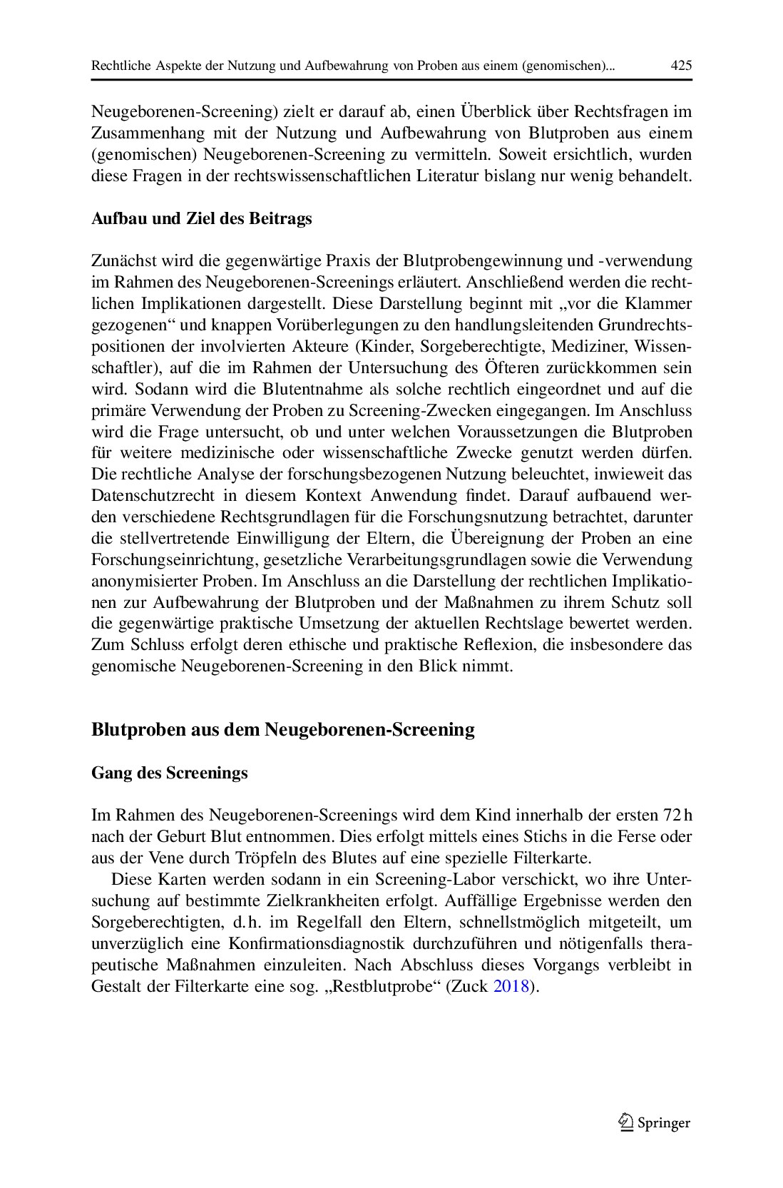 Vorschauseite 3: Rechtliche Aspekte der Nutzung und Aufbewahrung von Proben aus einem (genomischen) Neugeborenen-Screening