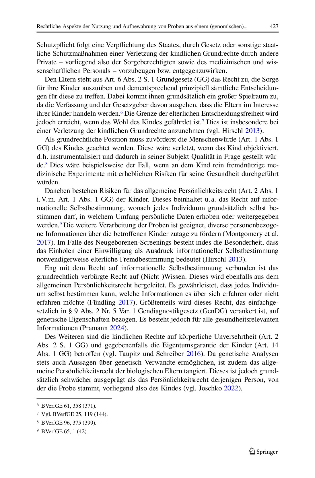 Vorschauseite 5: Rechtliche Aspekte der Nutzung und Aufbewahrung von Proben aus einem (genomischen) Neugeborenen-Screening