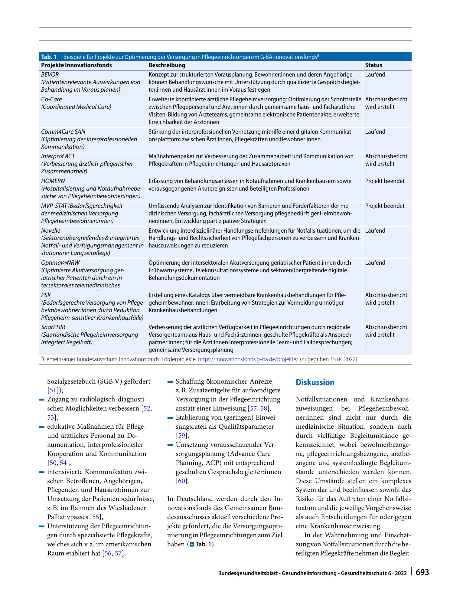 Vorschauseite 6: Notfallsituationen und Krankenhauszuweisungen in Pflegeeinrichtungen – ein Scoping-Review zu Begleitumständen und versorgungsrelevanten Maßnahmen