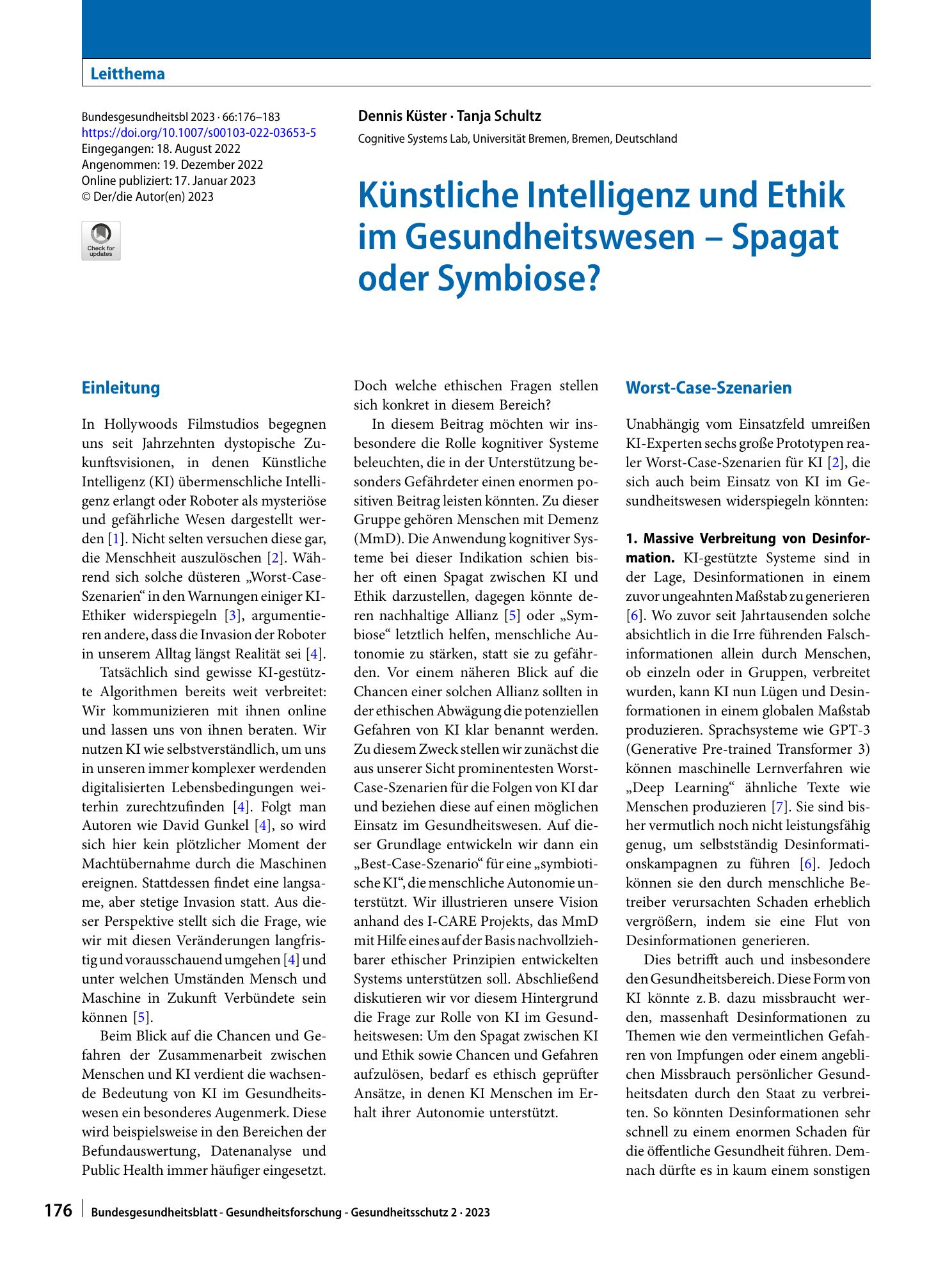 Vorschauseite 1: Künstliche Intelligenz und Ethik im Gesundheitswesen – Spagat oder Symbiose?