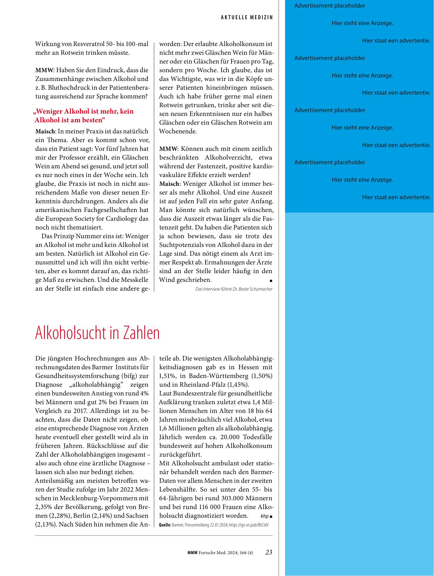 Vorschauseite 1: Alkoholsucht in Zahlen