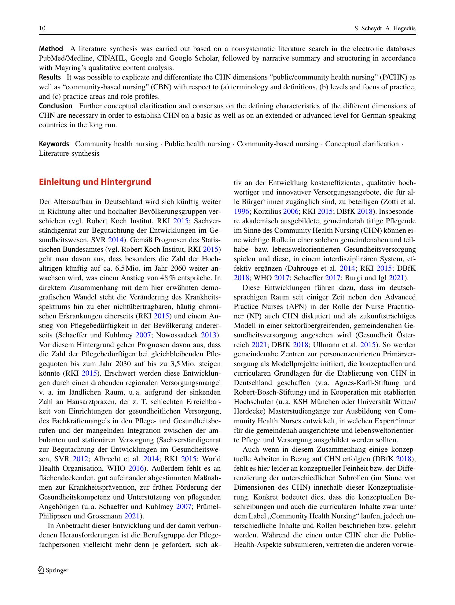 Vorschauseite 2: Dimensionen und konzeptuelle Merkmale des Community Health Nursing