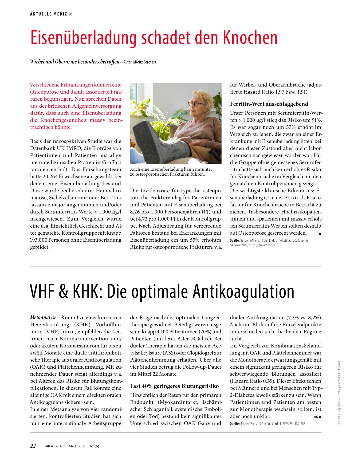 Vorschauseite 1: Eisenüberladung schadet den Knochen