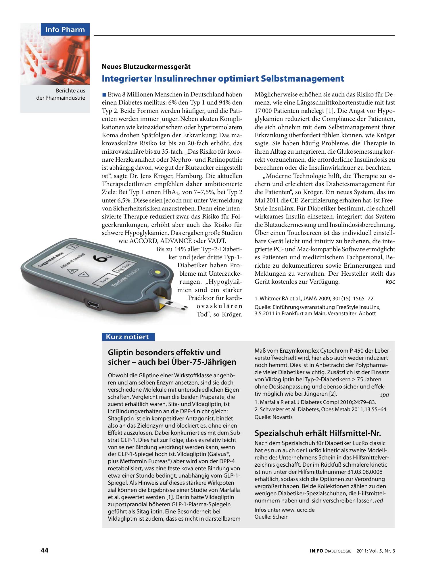 Vorschauseite 1: Integrierter Insulinrechner optimiert Selbstmanagement