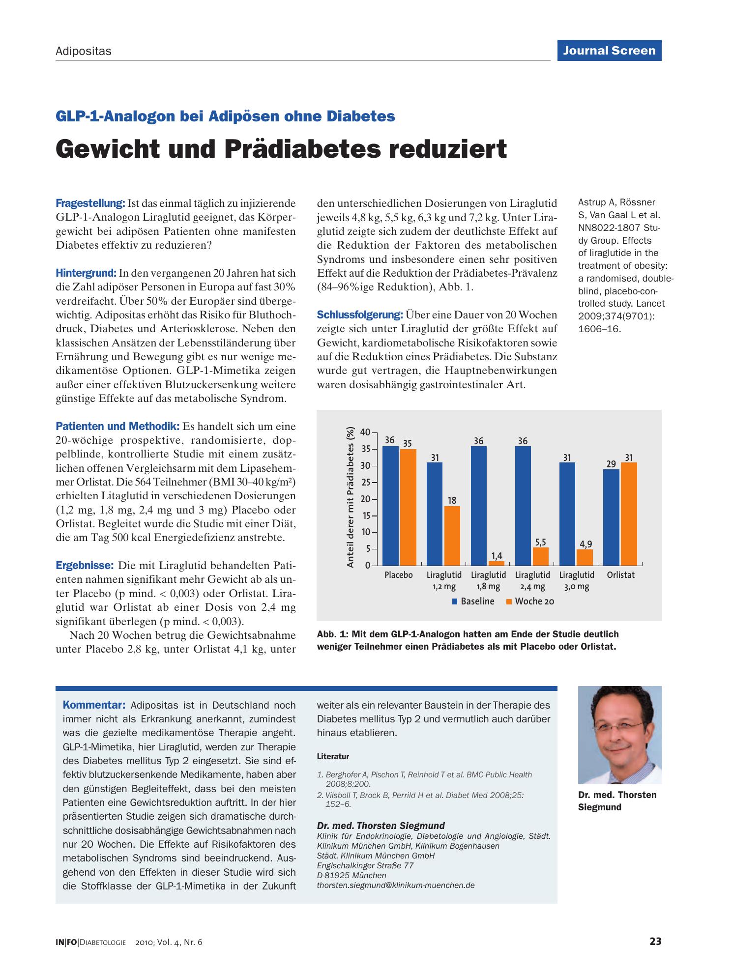 Vorschauseite 1: Gewicht und Prädiabetes reduziert