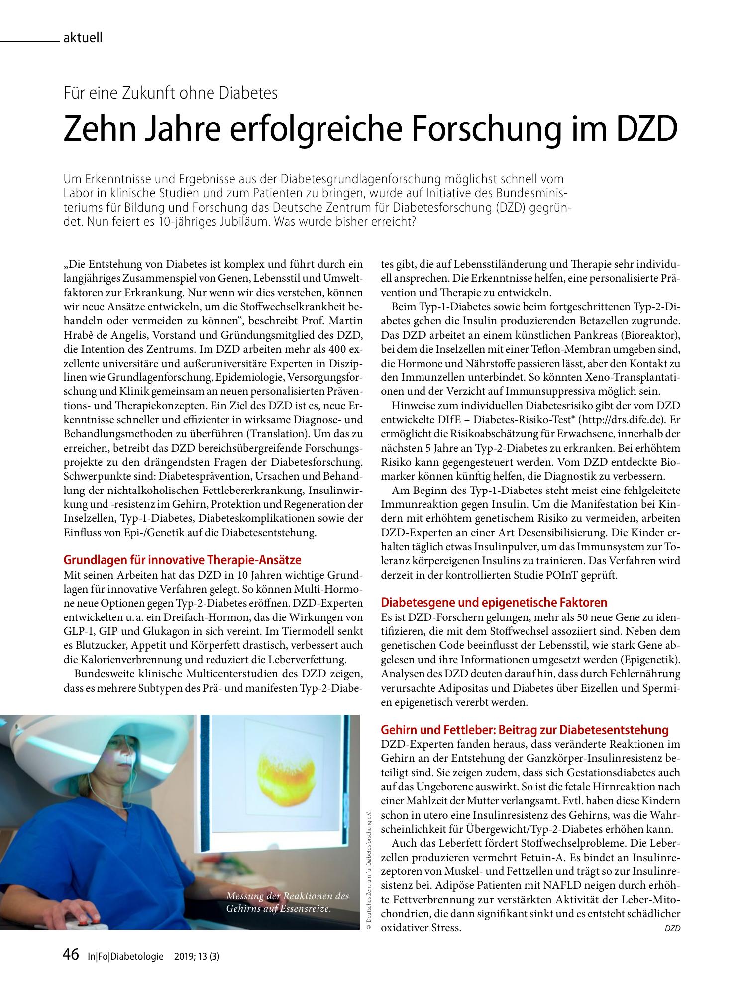 Vorschauseite 1: Zehn Jahre erfolgreiche Forschung im DZD
