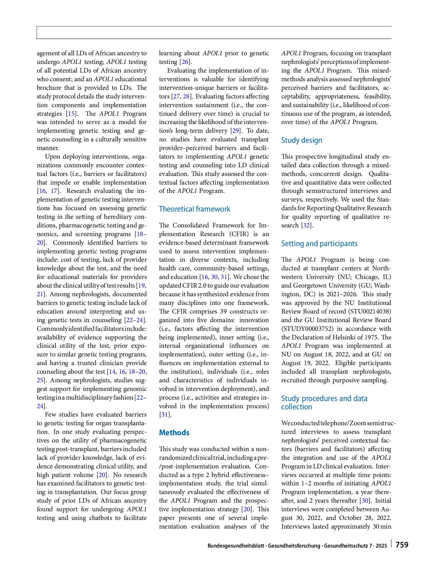 Vorschauseite 2: Contextual factors of implementing APOL1 genetic testing into living kidney donor clinical evaluation
