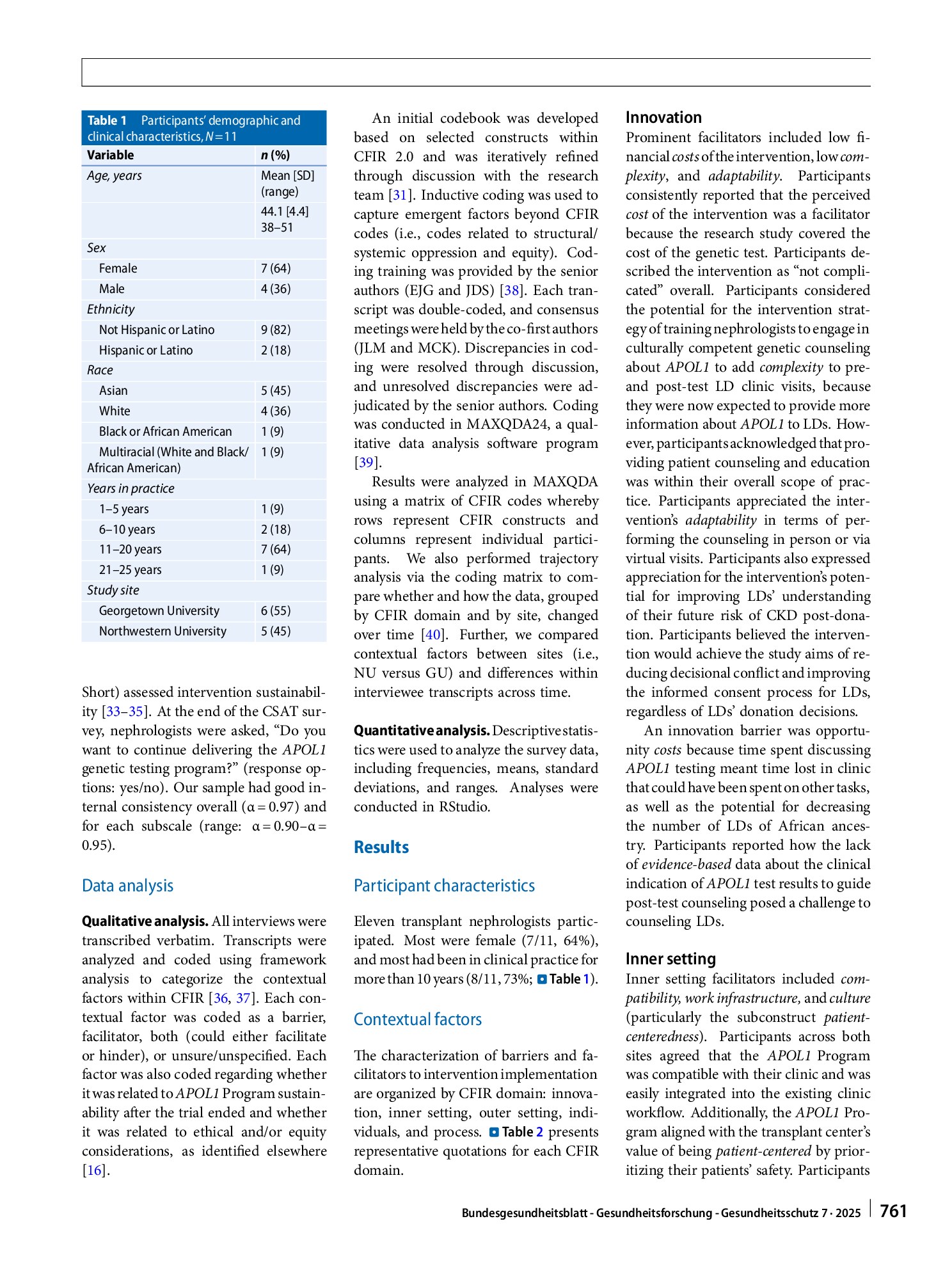 Vorschauseite 4: Contextual factors of implementing APOL1 genetic testing into living kidney donor clinical evaluation