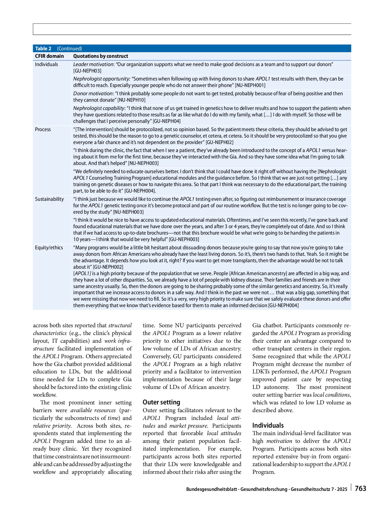 Vorschauseite 6: Contextual factors of implementing APOL1 genetic testing into living kidney donor clinical evaluation