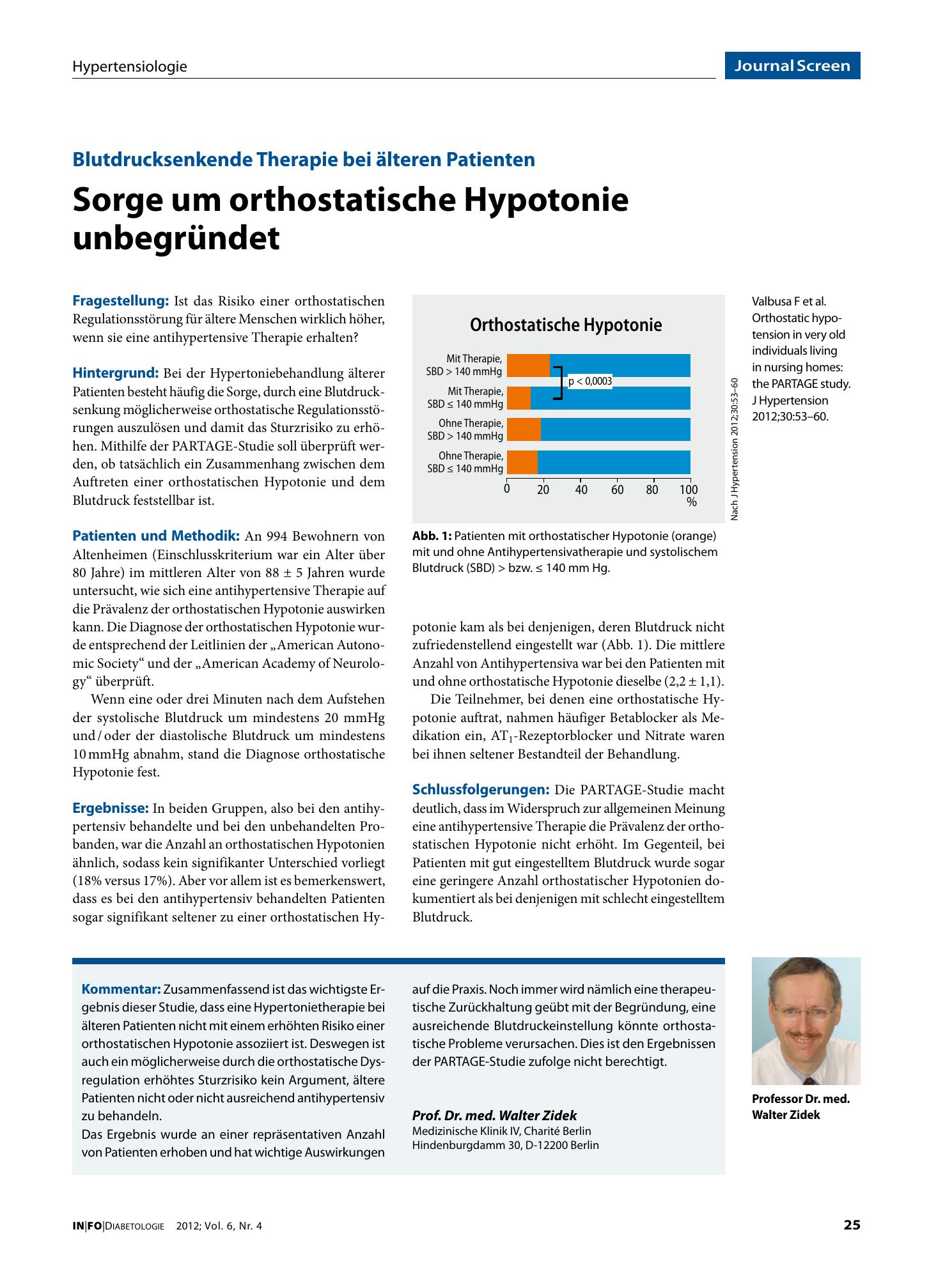 Vorschauseite 1: Sorge um orthostatische Hypotonie unbegründet
