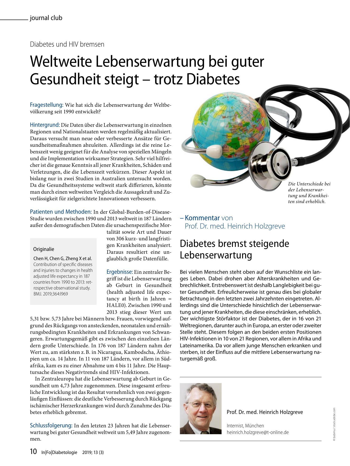 Vorschauseite 1: Weltweite Lebenserwartung bei guter Gesundheit steigt — trotz Diabetes