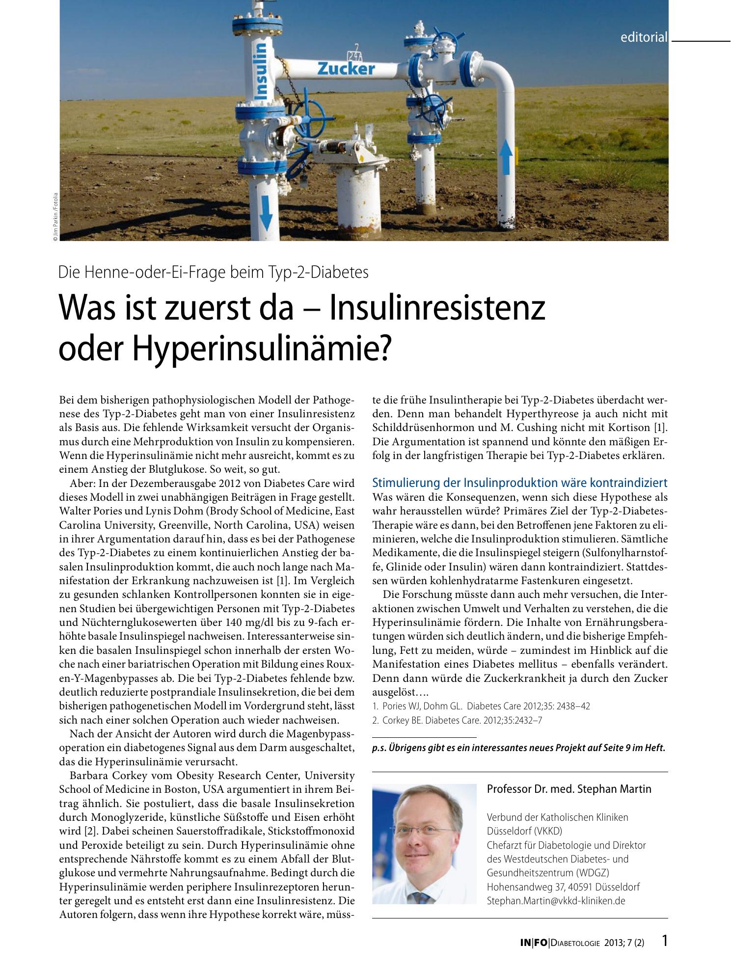 Vorschauseite 1: Was ist zuerst da — Insulinresistenz oder Hyperinsulinämie?