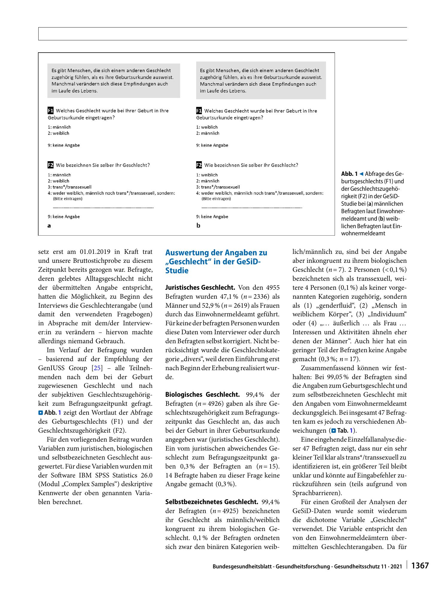 Vorschauseite 4: Erfassung und Operationalisierung des Merkmals „Geschlecht“ in repräsentativen Bevölkerungsstichproben: Herausforderungen und Implikationen am Beispiel der GeSiD-Studie