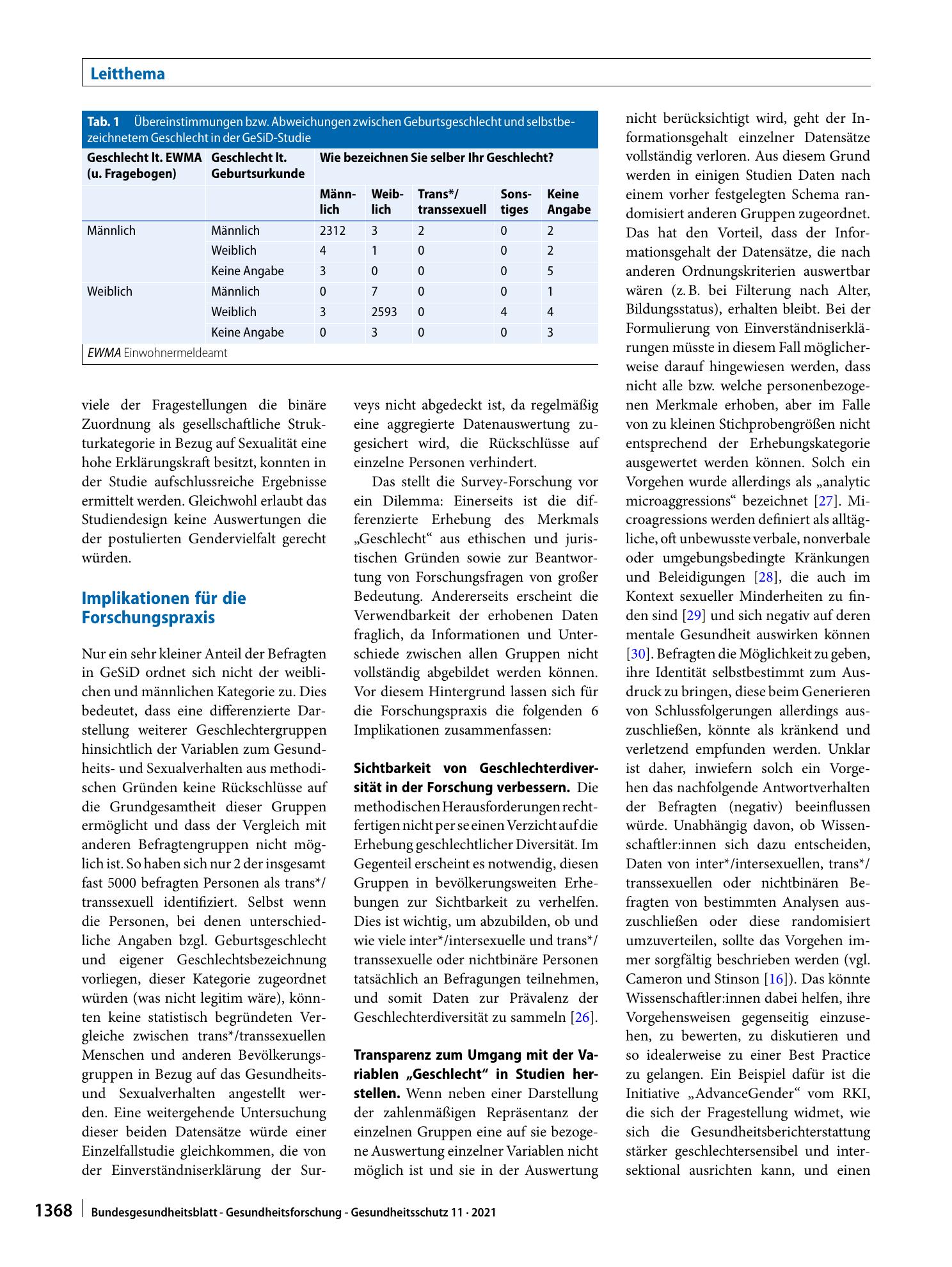 Vorschauseite 5: Erfassung und Operationalisierung des Merkmals „Geschlecht“ in repräsentativen Bevölkerungsstichproben: Herausforderungen und Implikationen am Beispiel der GeSiD-Studie