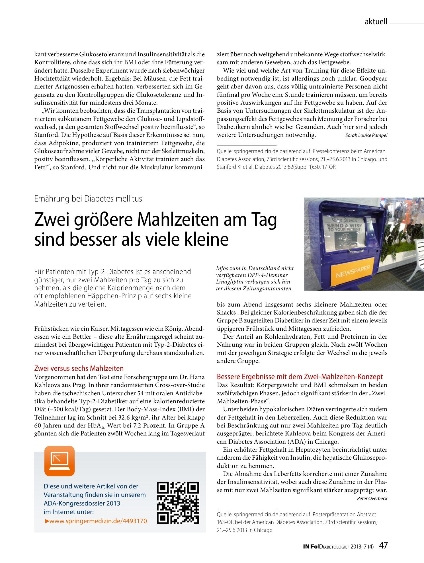 Vorschauseite 1: Zwei größere Mahlzeiten am Tag sind besser als viele kleine